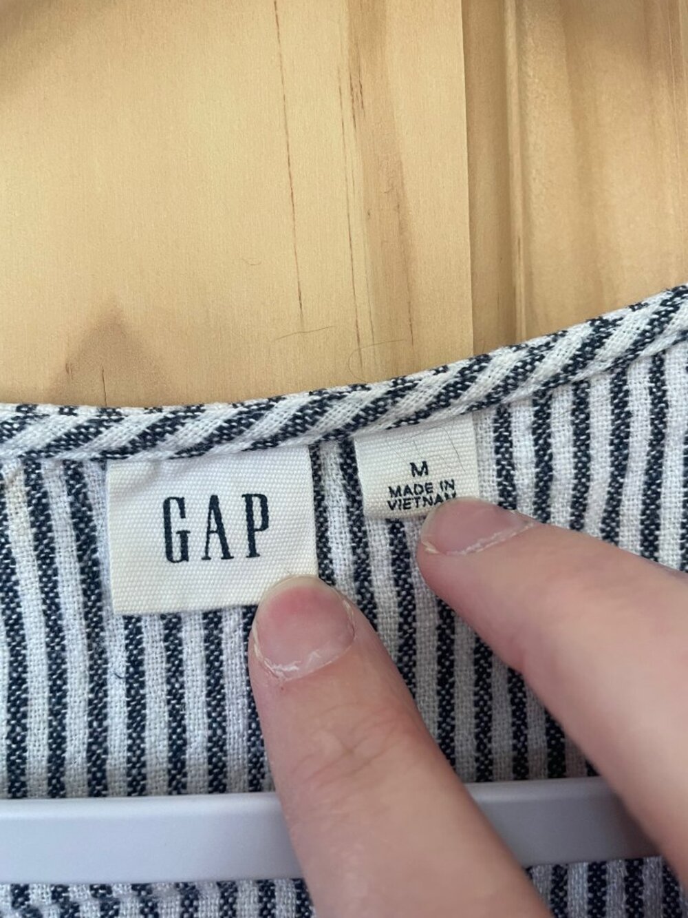 Gap Linen-Blend Sleeveless Striped Shirt Dress - Women's Sz M - Blue and White - Picture 8 of 12